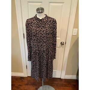 Boden Pink & Black Spotted Ruffle Collar Dress, Size 12L